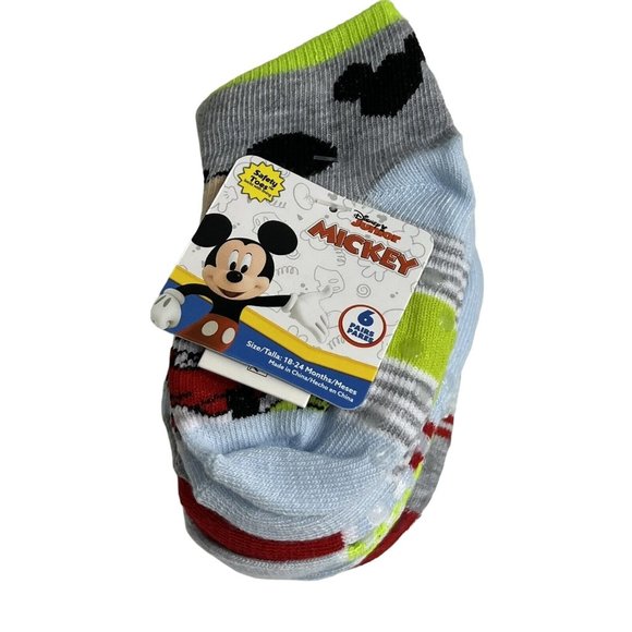 Disney Junior Toddler Socks 6 Pack 18-24 Months Mickey And Friends Safety Grips - Picture 1 of 12